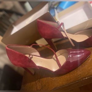 Red Patent w/faux Suede Heels